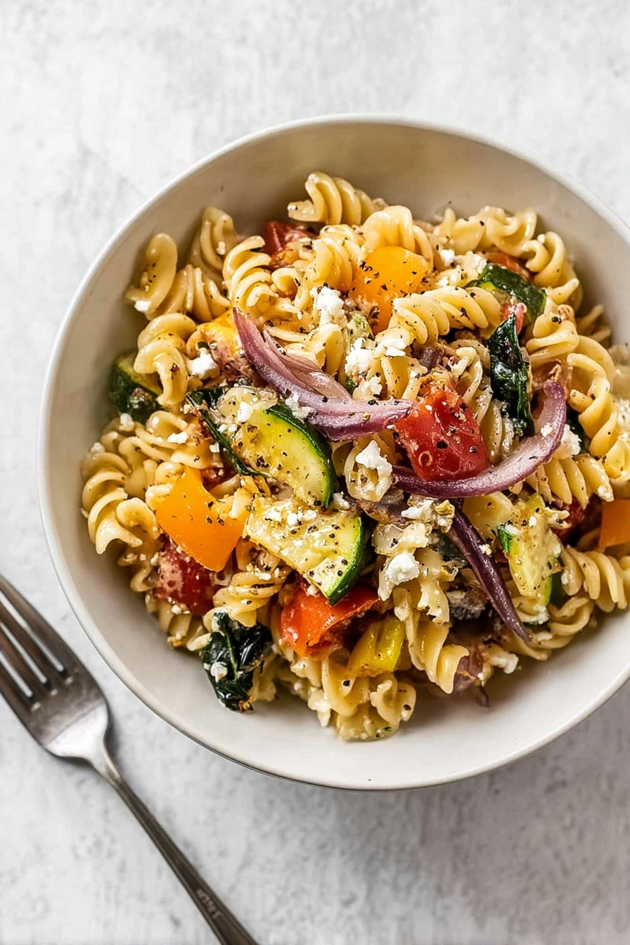 Roasted Veggie Feta Pasta Recipe