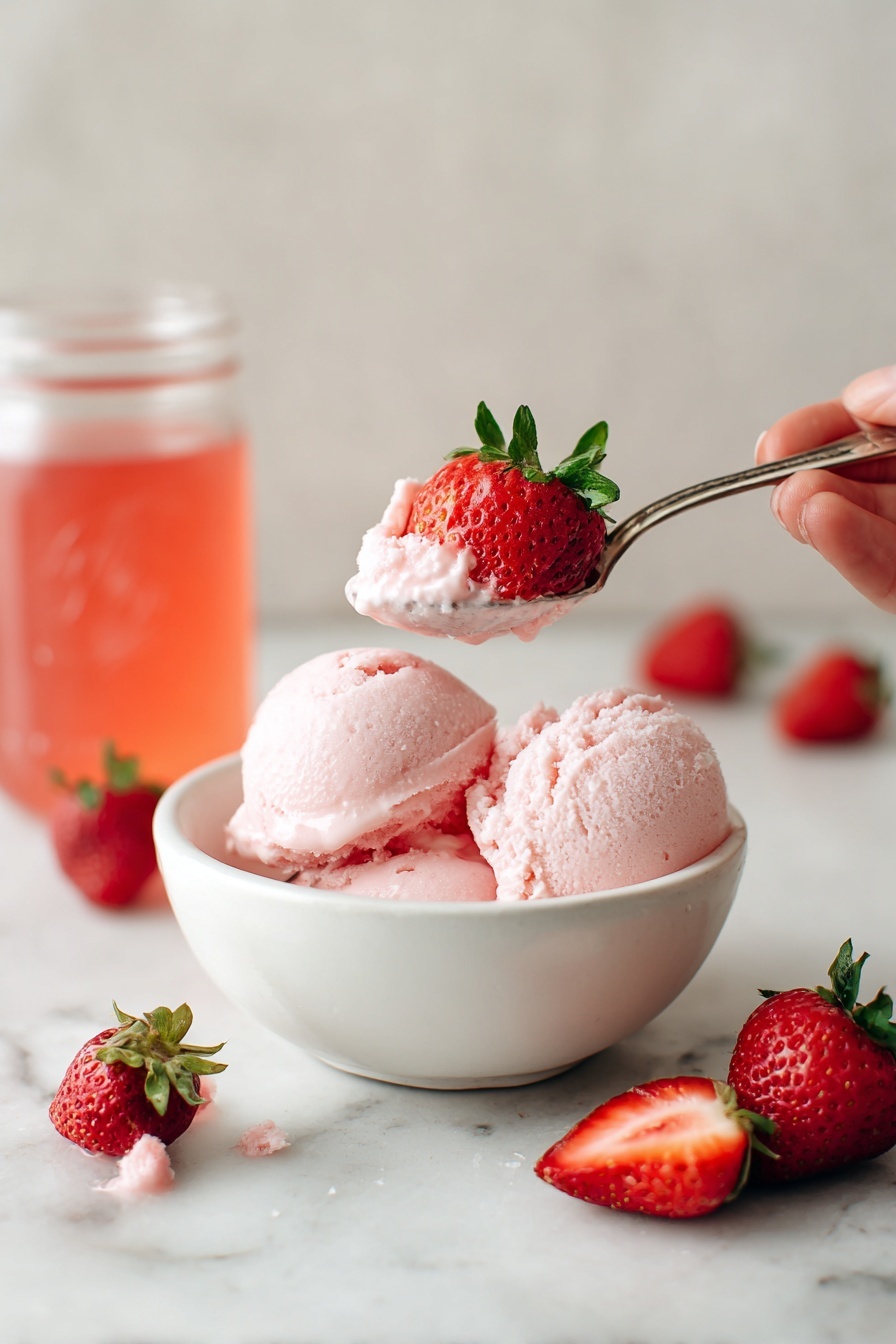 Rezept für Erdbeer-Hüttenkäse-Eiscreme – Servieren